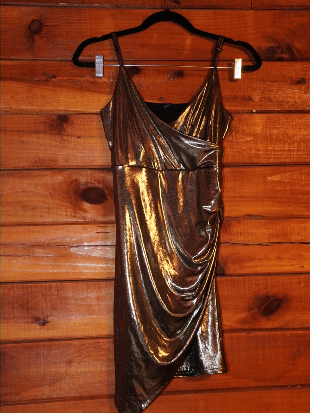 Forever 21 Metallic Bronze Draped Mini Dress